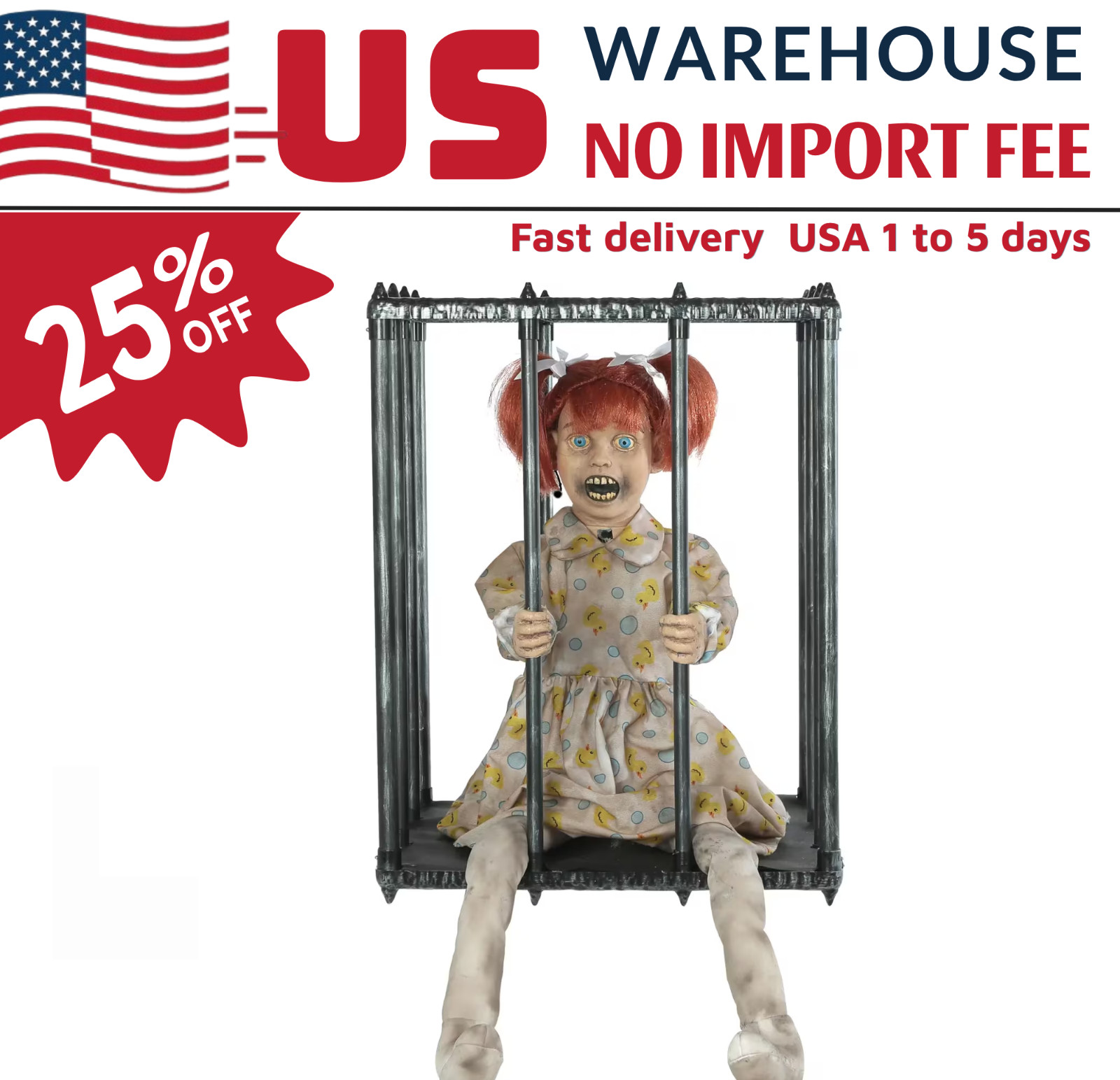 Animated Screaming Caged Kid Walk Around Halloween Costume Accessory Prop