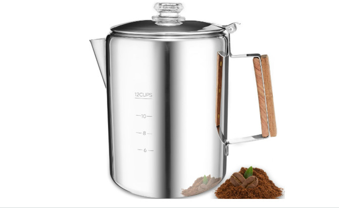 Vintage Camping Stove Top Percolator Coffee Maker Pot Stainless Steel Heavy Duty