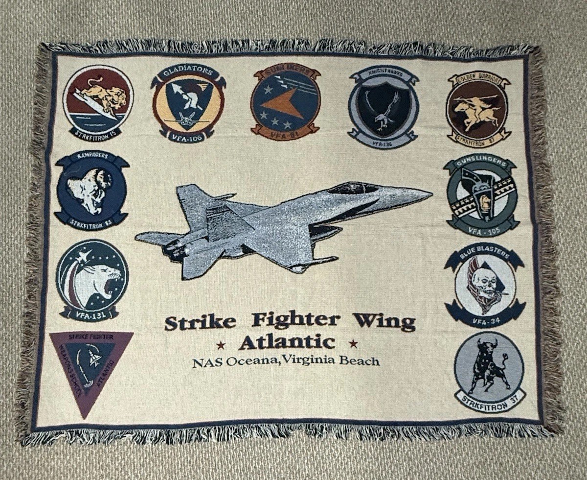 U.S. Navy Strike Fighter Wing Atlantic, NAS Oceana, Tapestry Blanket 50”x 64”