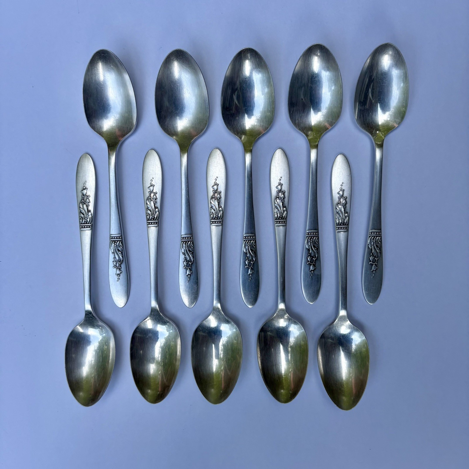 VINTAGE 10 PC SILVER PLATED SPOONS SIMEON GEORGE ROGERS ONEIDA PRESENTATION 1948