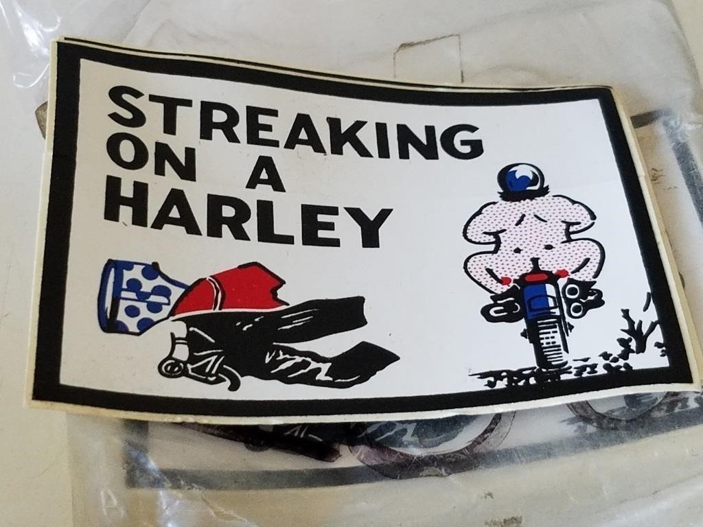 SUPER RARE STREAKING ON A HARLEY  Sticker VINTAGE  RACING  ORIGINAL OLD STOCK