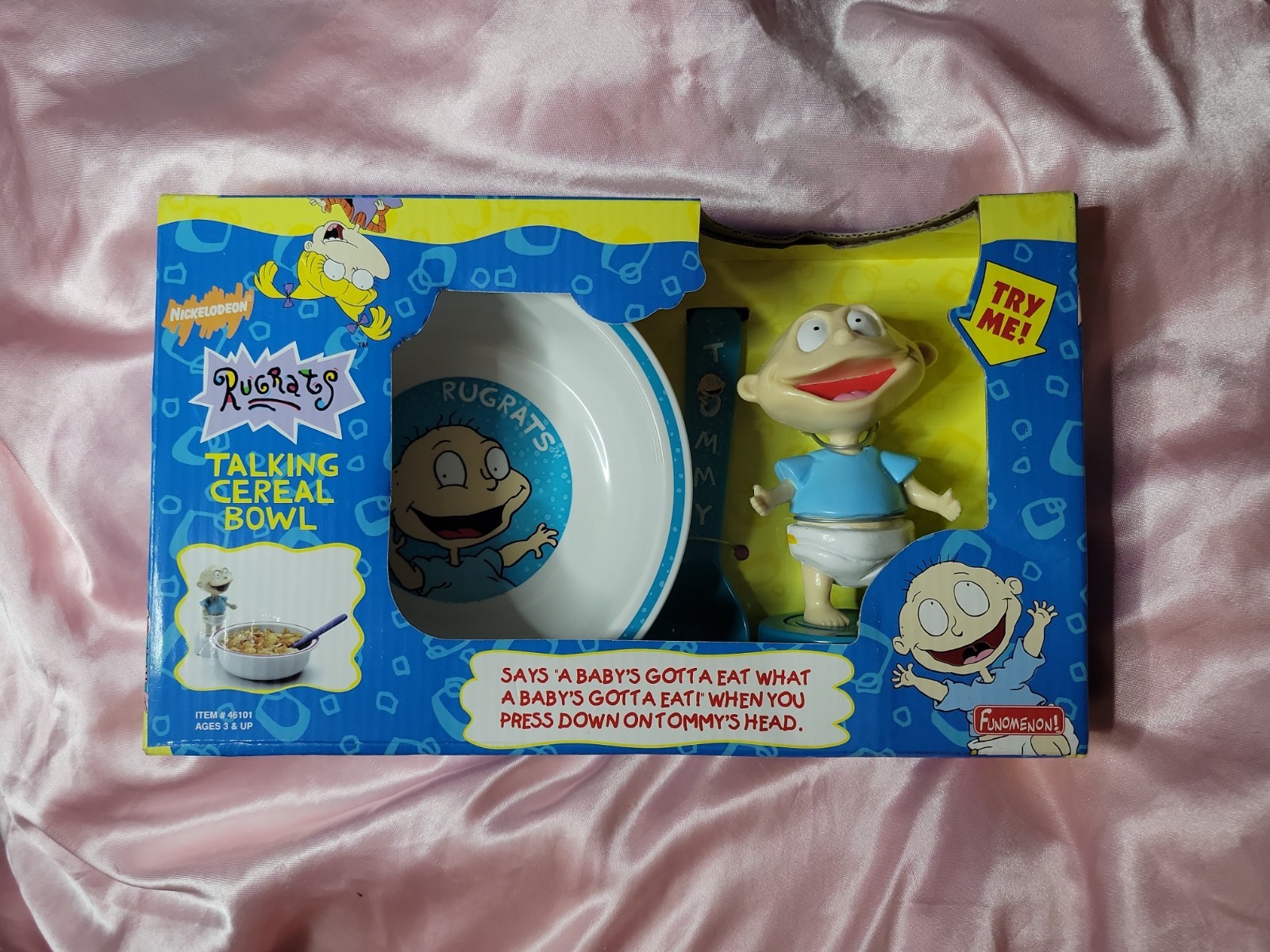 Vintage 1997 Nickelodeon Rugrats Talking Cereal Bowl Tommy  Pickles NIB Works