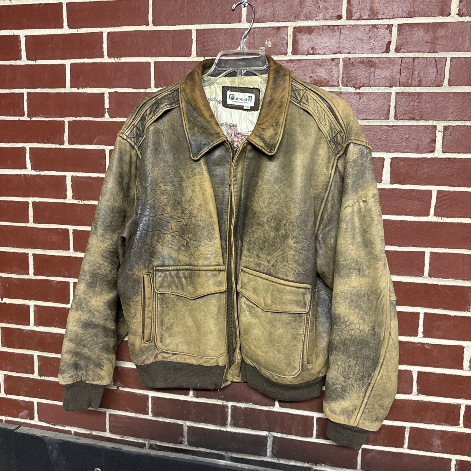 Outpost II Distressed Leather Bomber Jacket