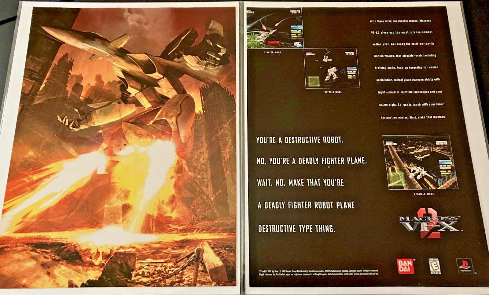Macross VF-X 2 - Vintage 2-Page Mech Gaming Print Ad / Poster / Wall Art - MINT