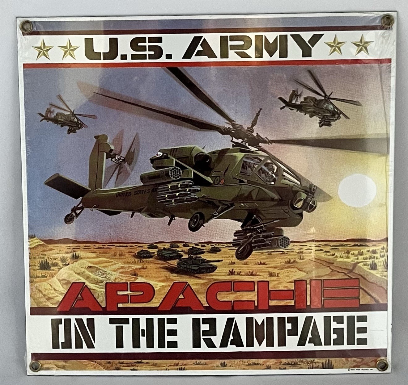 US Army Apache on the Rampage United States Armed Forces Porcelain Sign NEW
