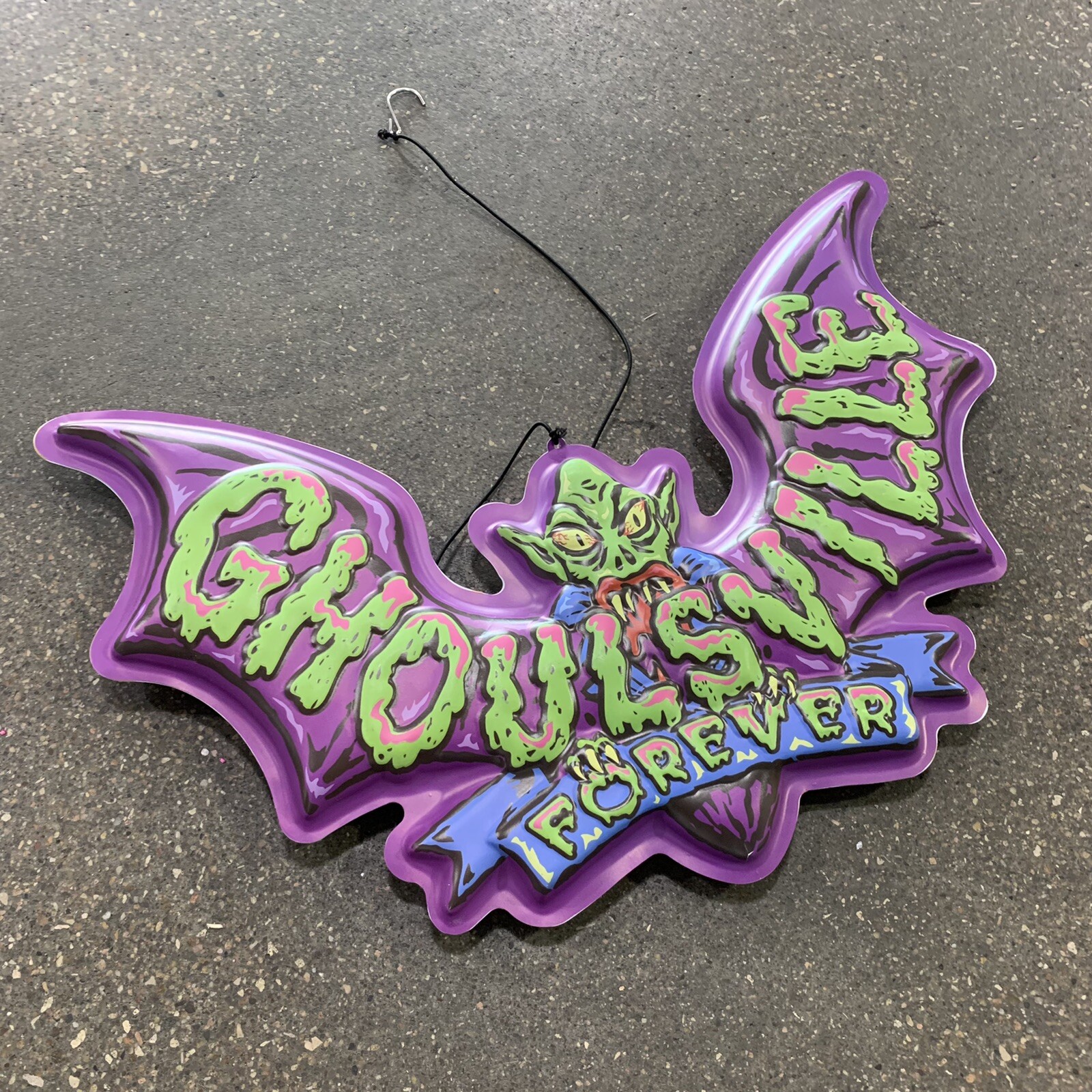 Ghoulsville Forever Halloween Bat Creature Hanging Decor Mobile Double Sided