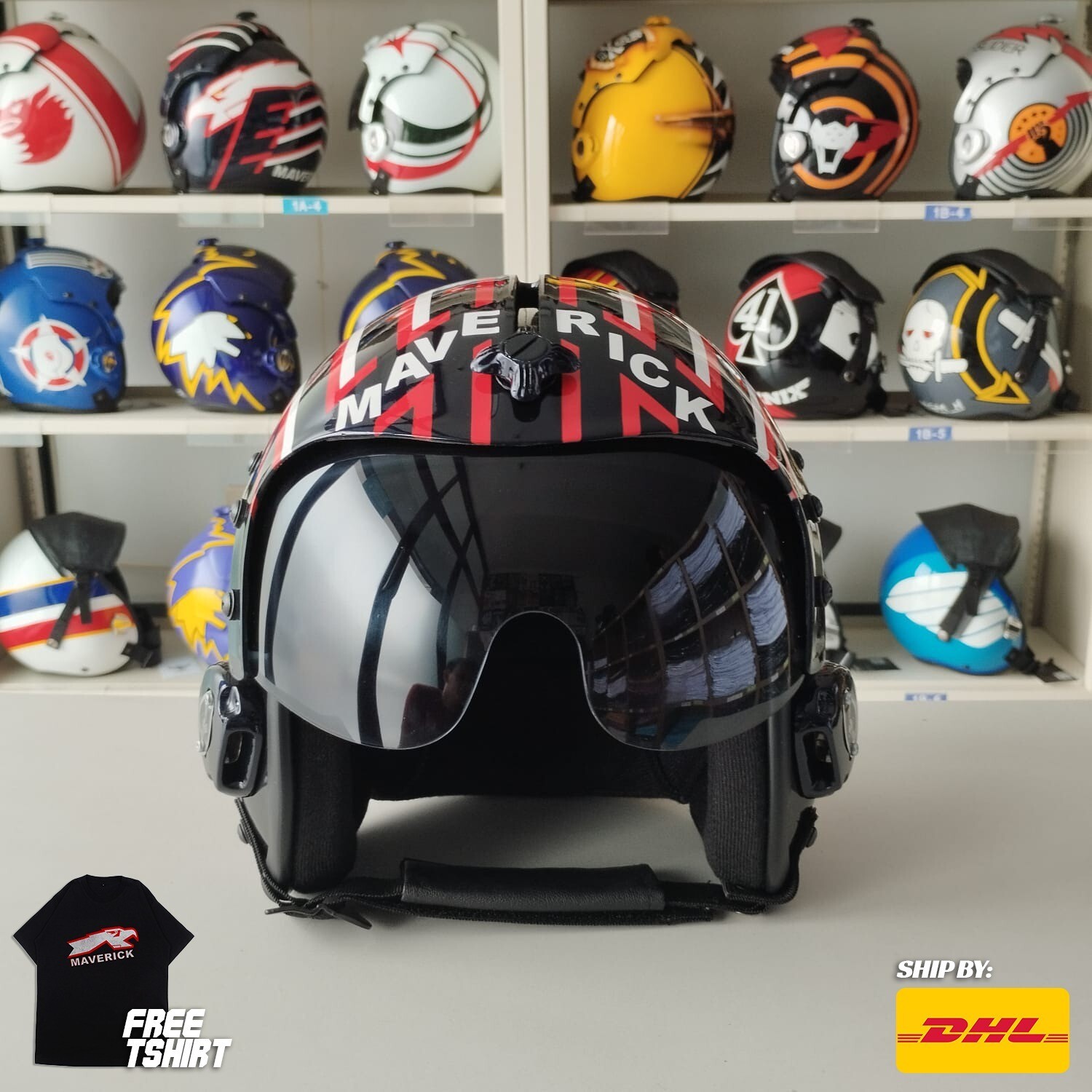 TOP GUN MAVERICK HGU-33 FLIGHT HELMET MOVIE PROP PILOT AVIATOR USN NAVY+ T-SHIRT