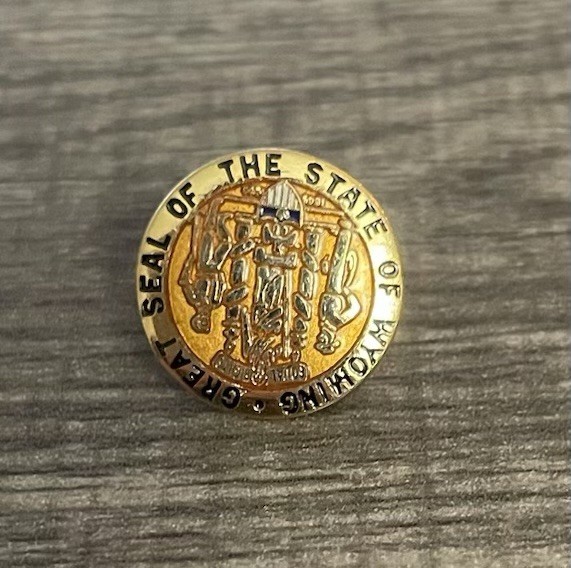 Vtg Great Seal Of The State Of Wyoming Lapel Pin