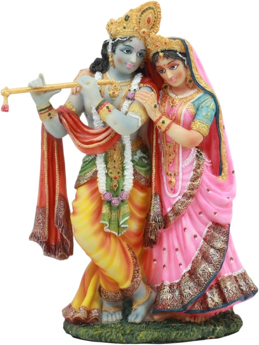 Eastern Enlightenment Hindu Vedic Radha and Krishna Statue 8\