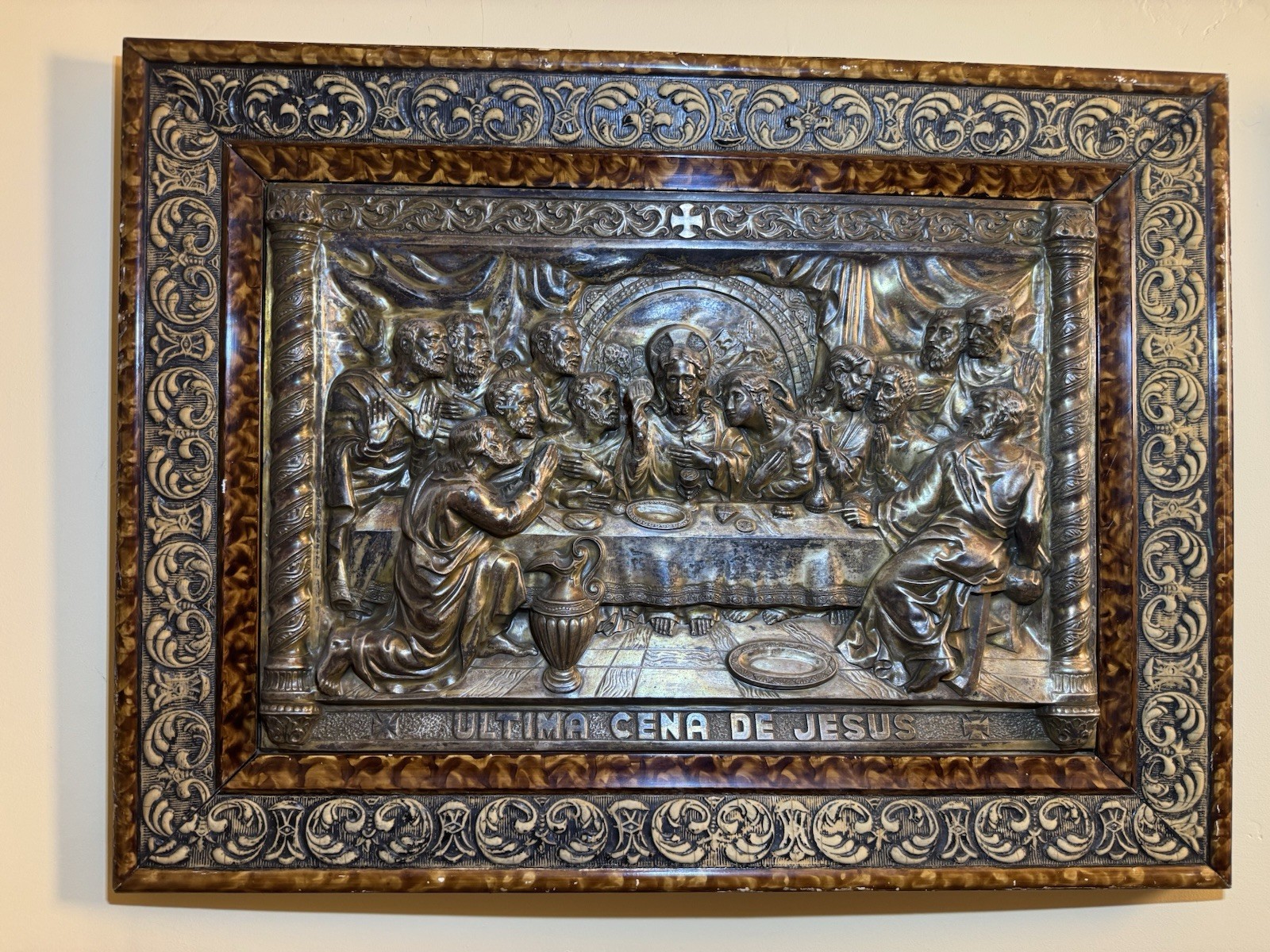 ANTIQUE Rare ULTIMA CENA DE JESUS Last Supper 3D Art - Very Old Vintage - No Res