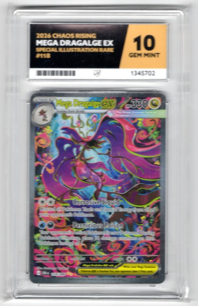 Mega Dragalge ex 118/086 - Chaos Rising - ACE GEM MINT 10 - Pokemon TCG