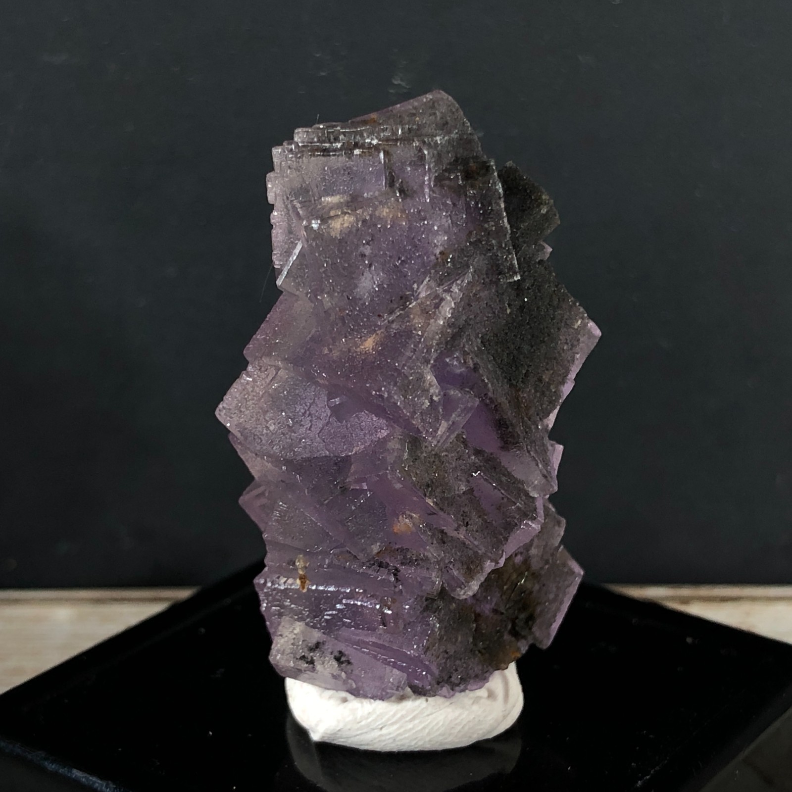Columnar Cubic Fluorite Crystal Cluster w Stand Natural Mineral Specimen KLP-43