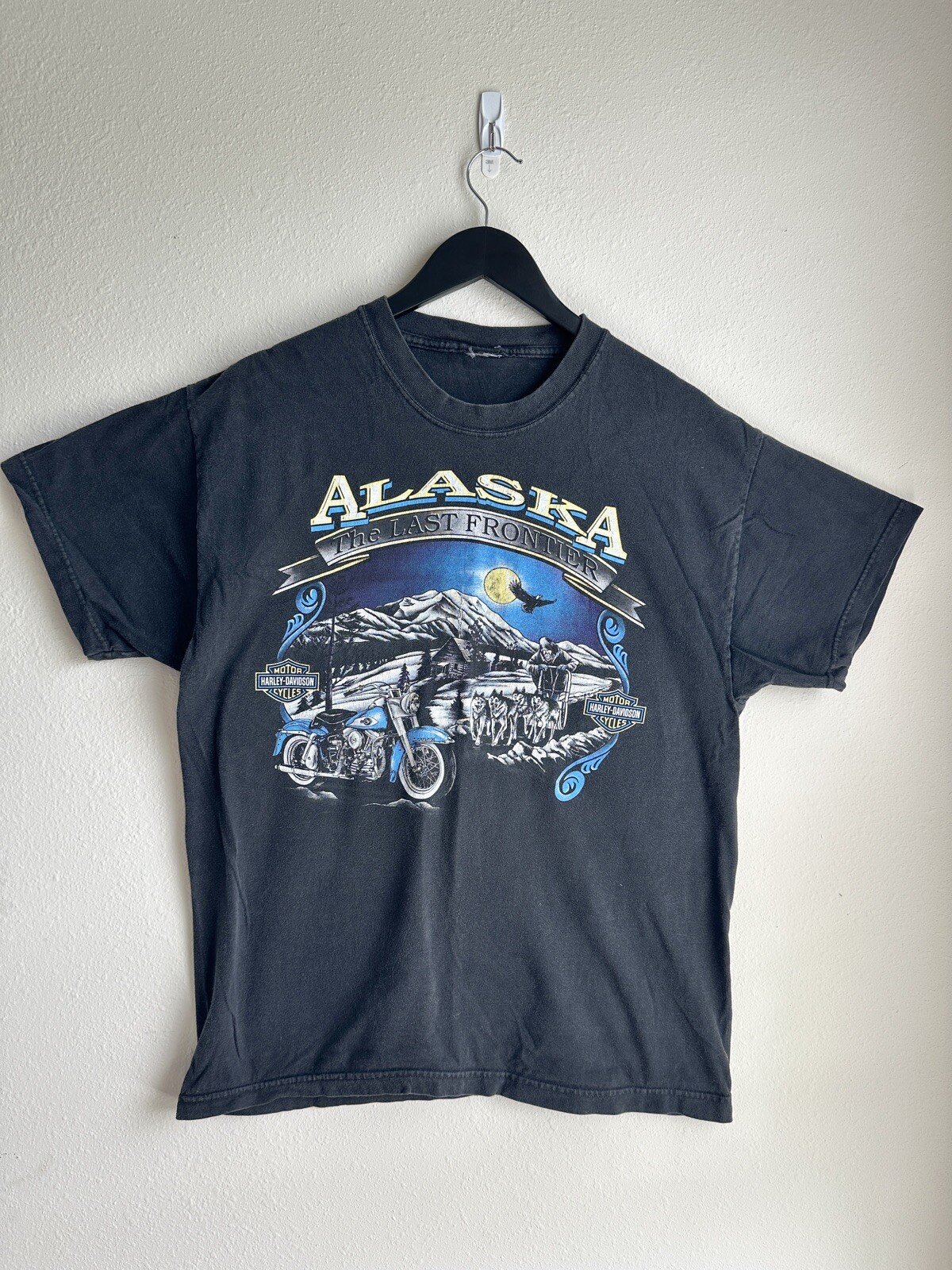 VTG Harley Davidson Men\'s T-Shirt Medium Alsaska The Last Frontier Anchorage