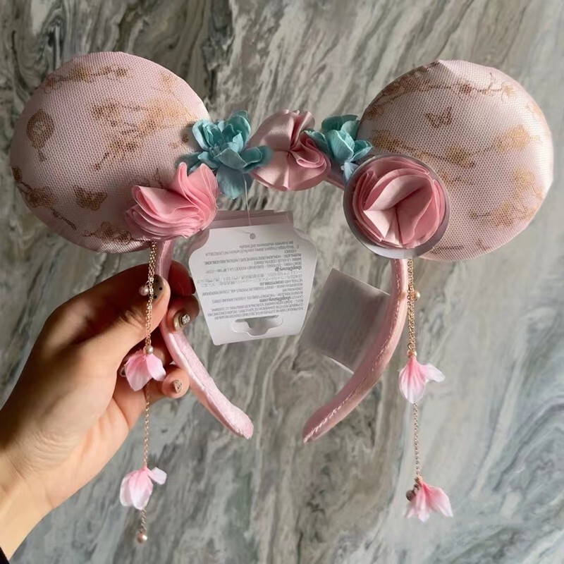 Authentic Shanghai Disney Flower Minnie Mouse Ear Headband Disneyland 2023 NEW
