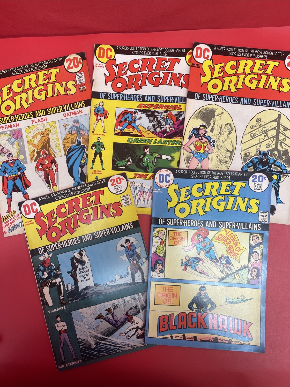 Secret Origins DC Comics 1973-74 Bronze Age Lot of 5 #1 Superman Batman.    (15)