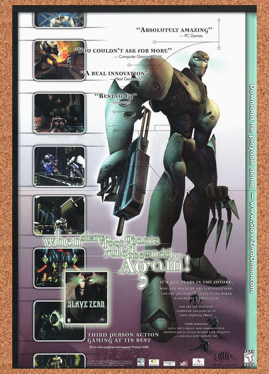 Slave Zero PC Original 1998 Ad Print Authentic Shooter Video Game Promo