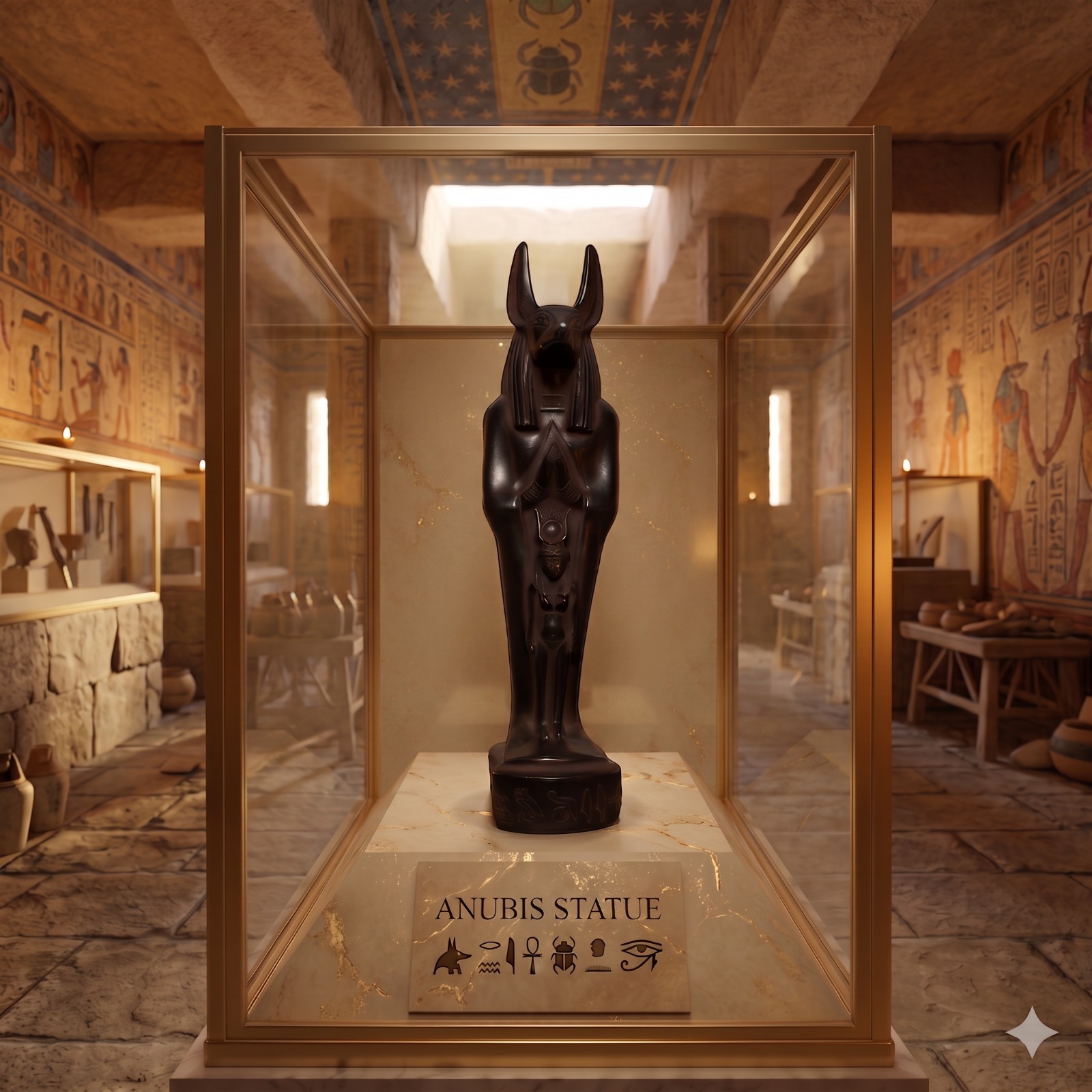Authentic Ancient Egyptian Antiques Rare God Anubis Statue Figurine Authentic BC