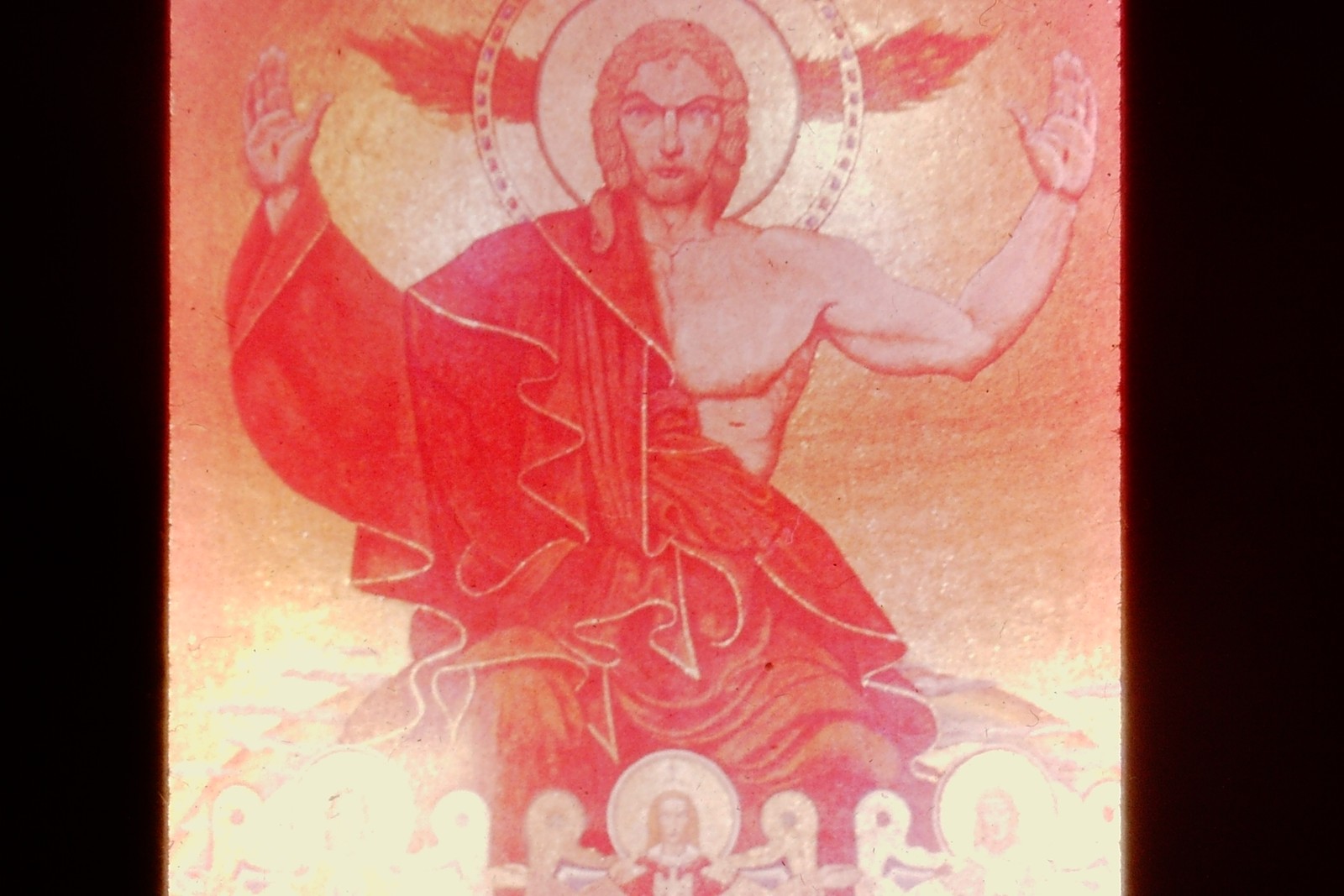 Vintage Found Slide photograph  Christ in Glory with Disciples Artwork