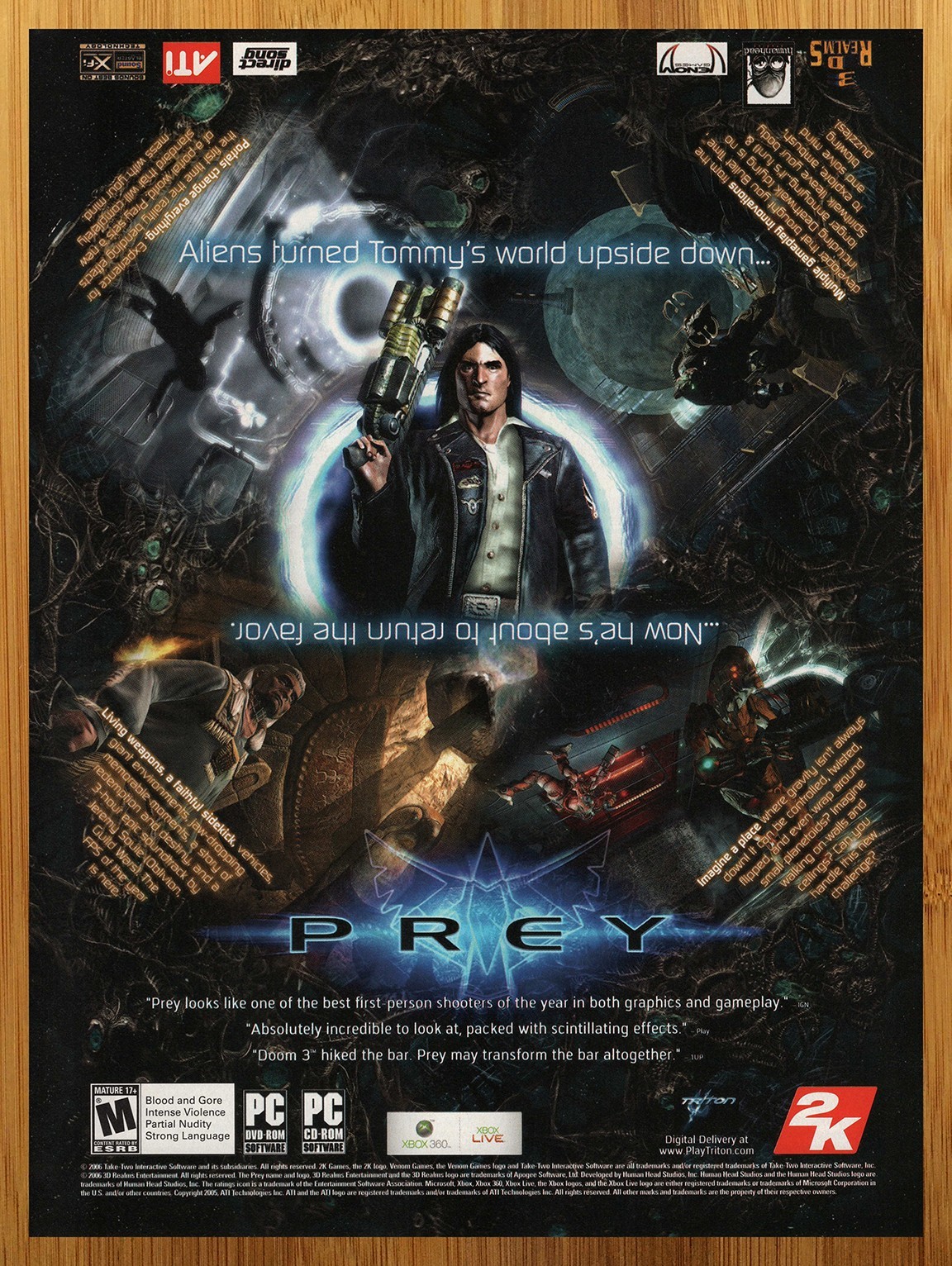 2006 Prey Xbox 360 PC Vintage Print Ad/Poster Official Video Game Promo Art 00s