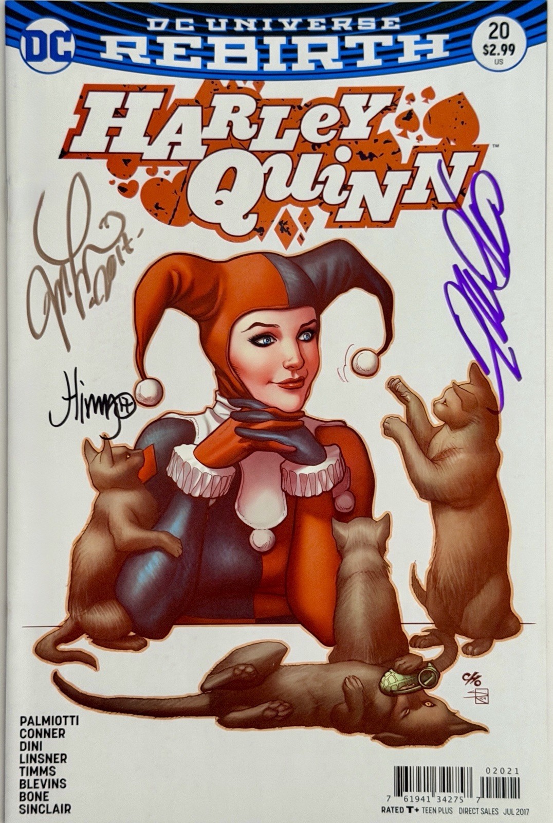 Harley Quinn 20 - Signed 3x Frank Cho, John Timms + Joseph Michael Linsner w/COA