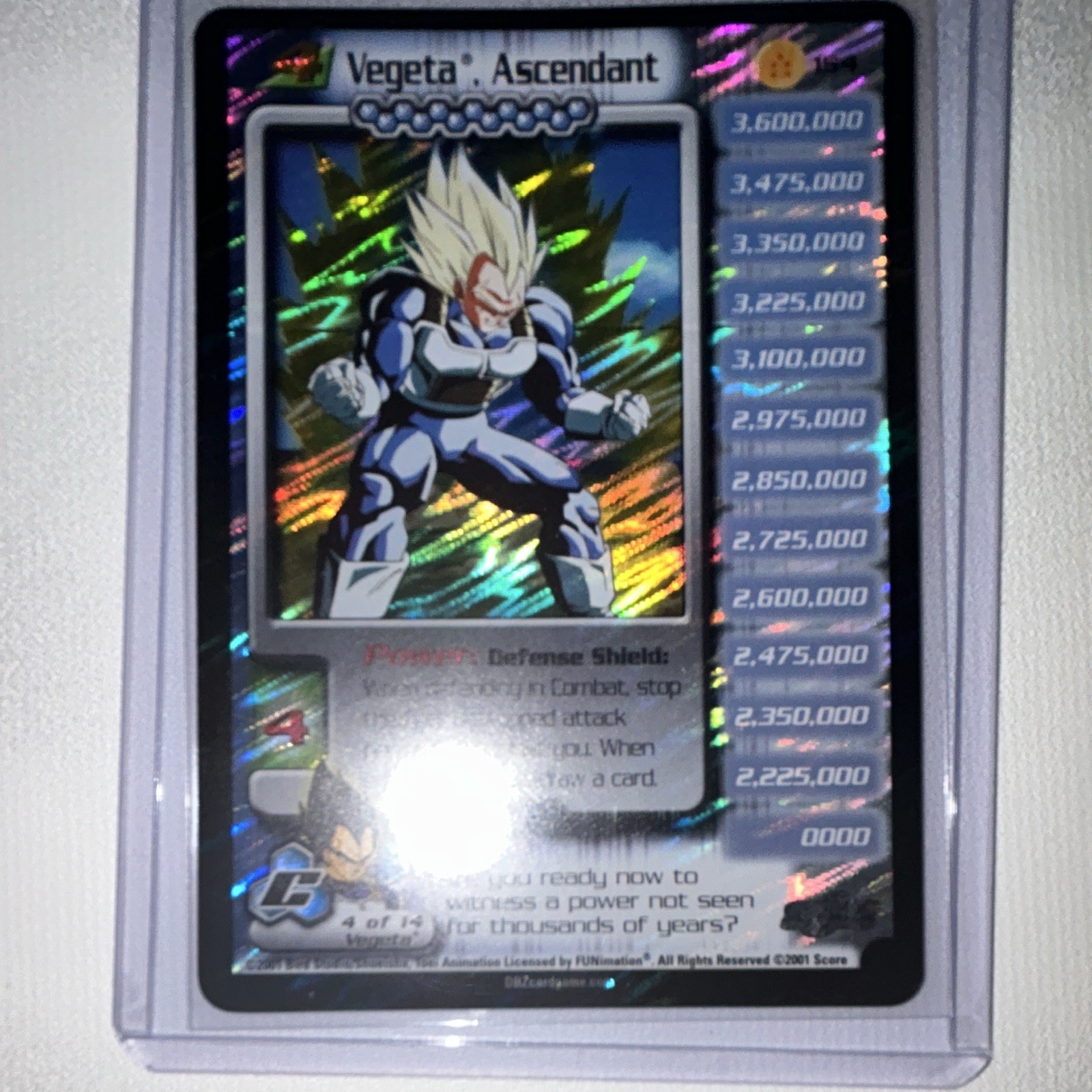 Score 2001 Dragon Ball Z Vegeta: Ascendant Hologram Trading Card #0000