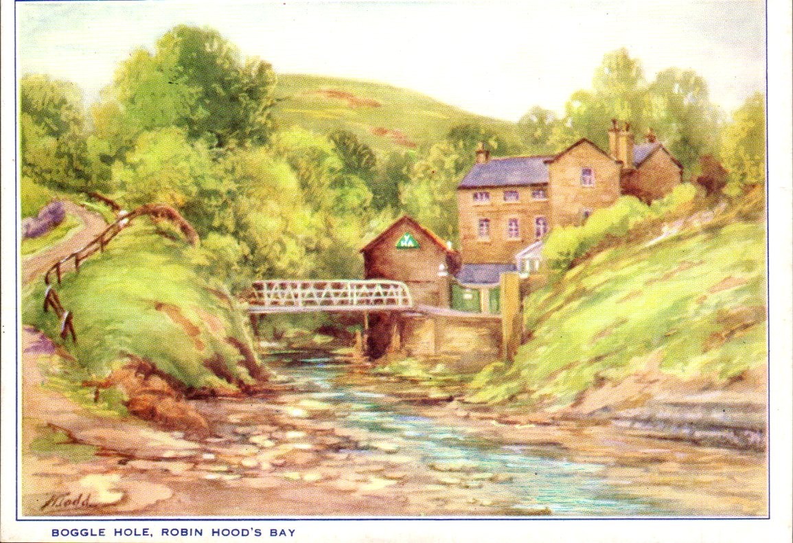 Boggle Hole Robin Hoods Bay England Watercolor Art Postcard