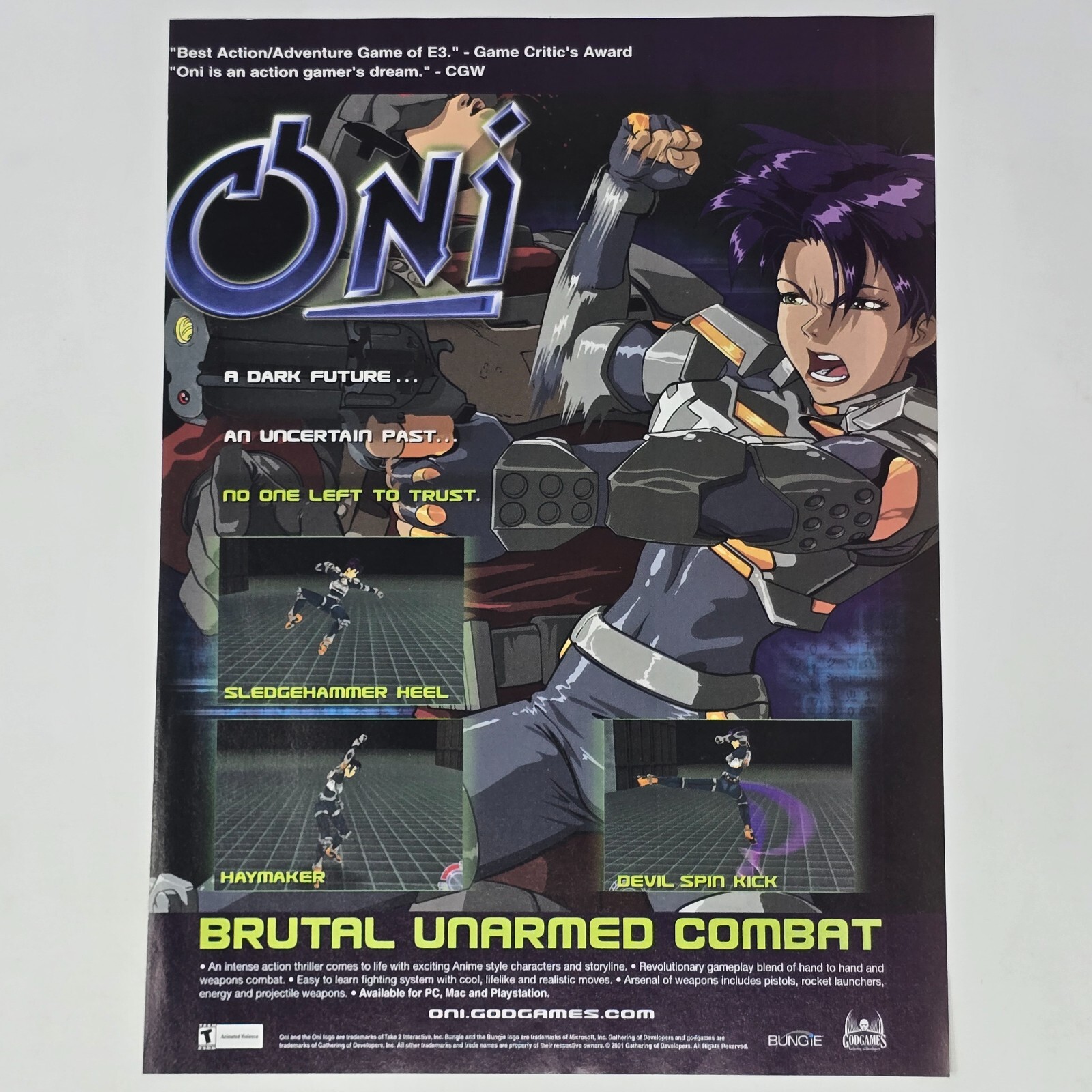 Oni PlayStation 1 PS1 PC Brutal Print Ad/Poster Promo Art