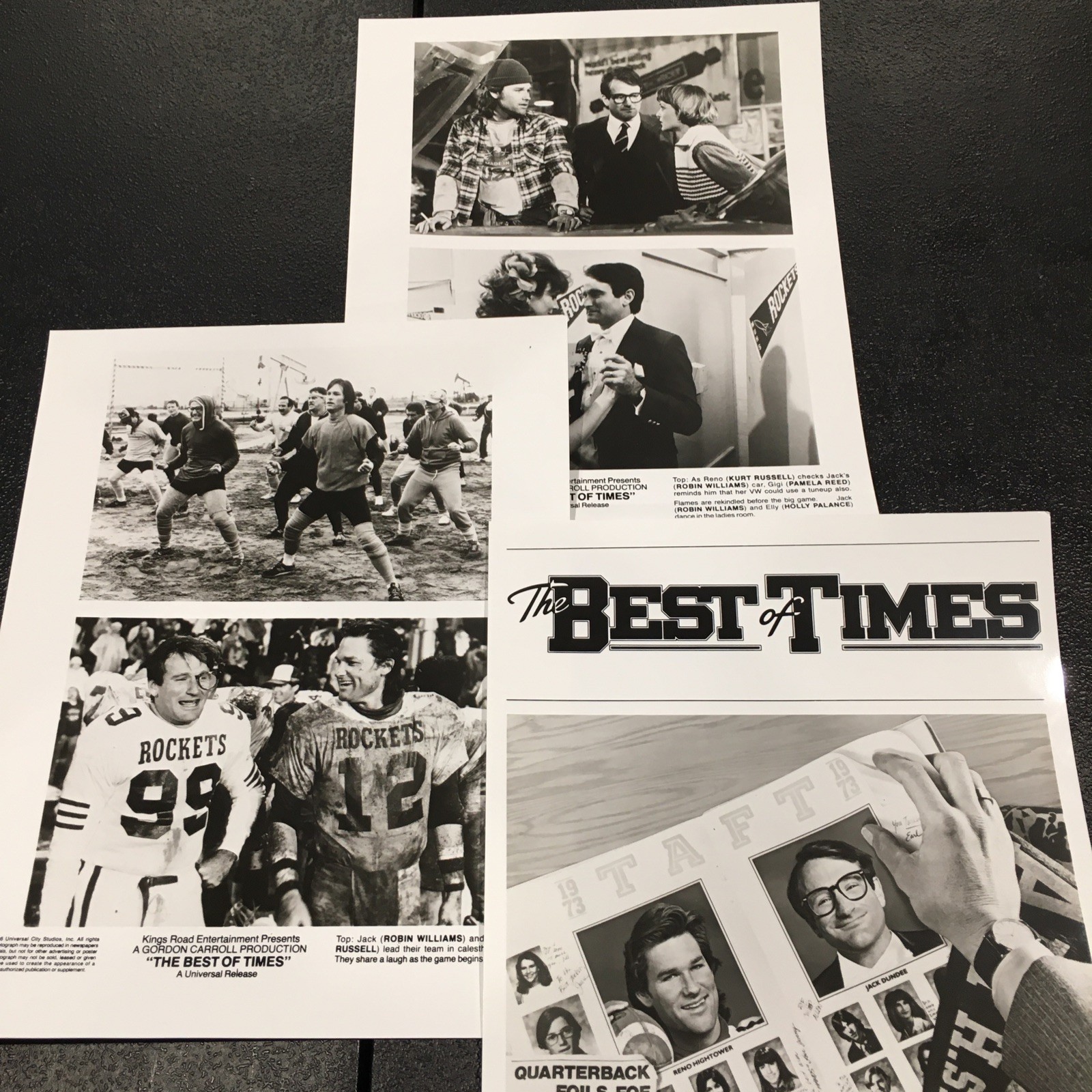 3) Publicity Photo THE BEST OF TIMES Robin Williams Kurt Russell Pamela Reed 86