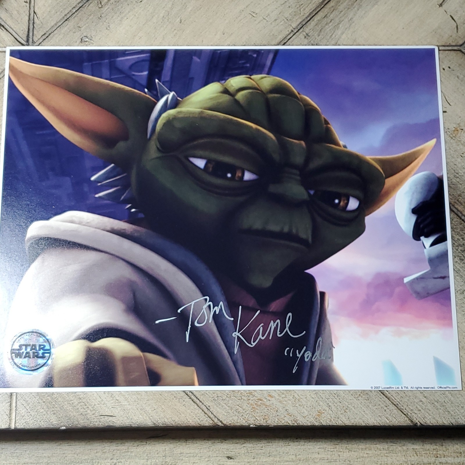 Star Wars Yoda Tom Kane Signed Photo/Print w/ 2007 Star Wars Fan Days #30 Card