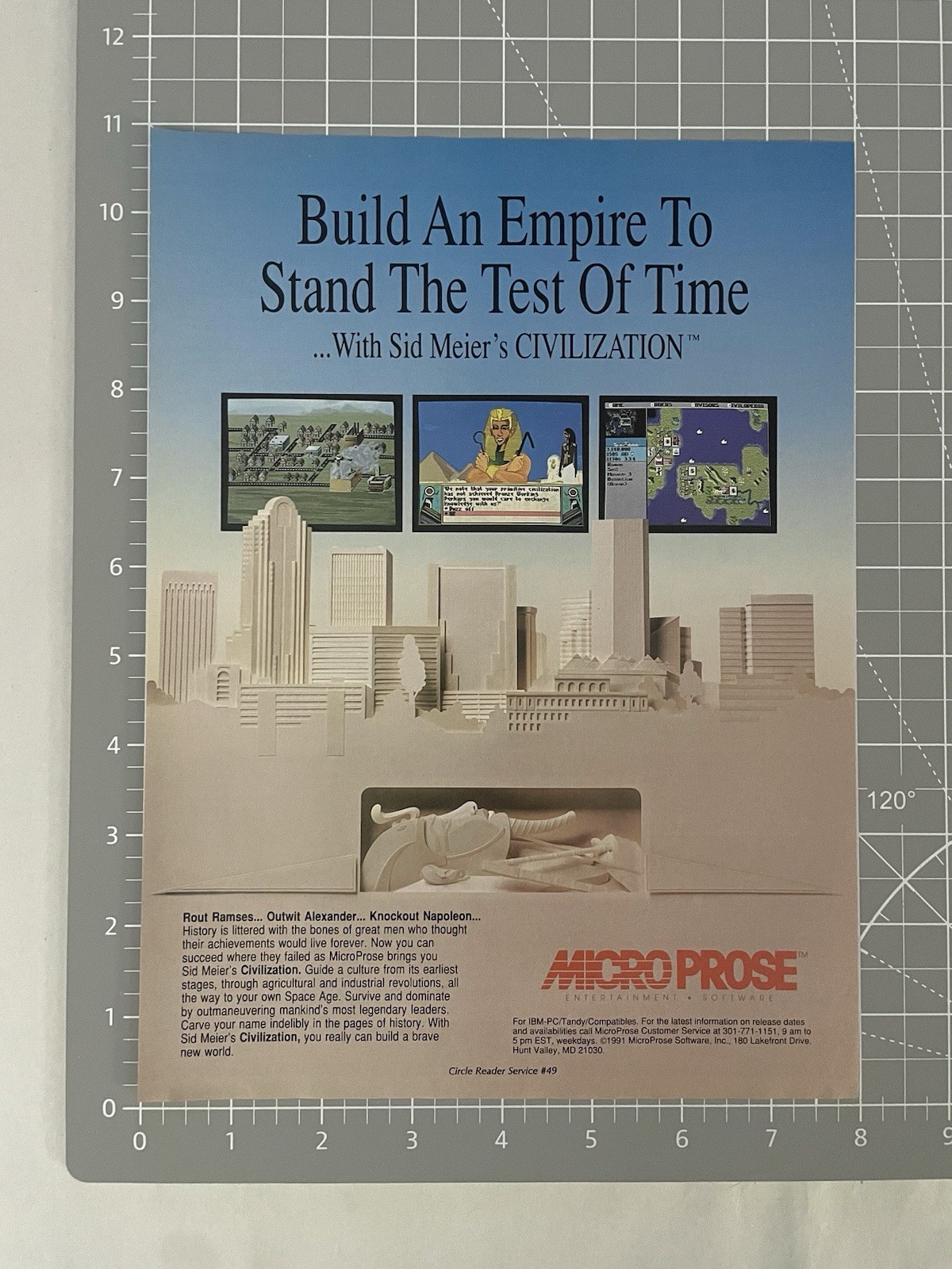 Sid Meier’s Civilization 1991 Print Ad Original Micro Prose Advertisement