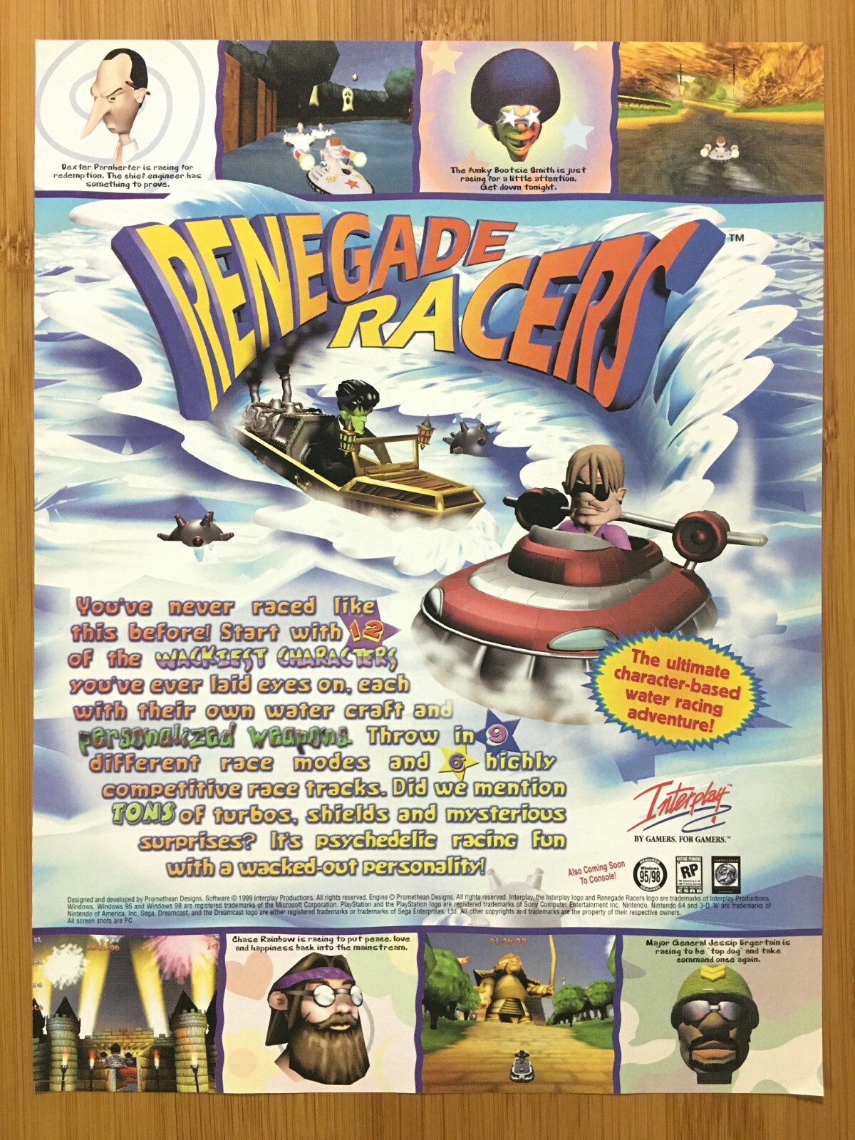 Renegade Racers PC 1999 Vintage Print Ad/Poster Official Big Box Promo Promo Art