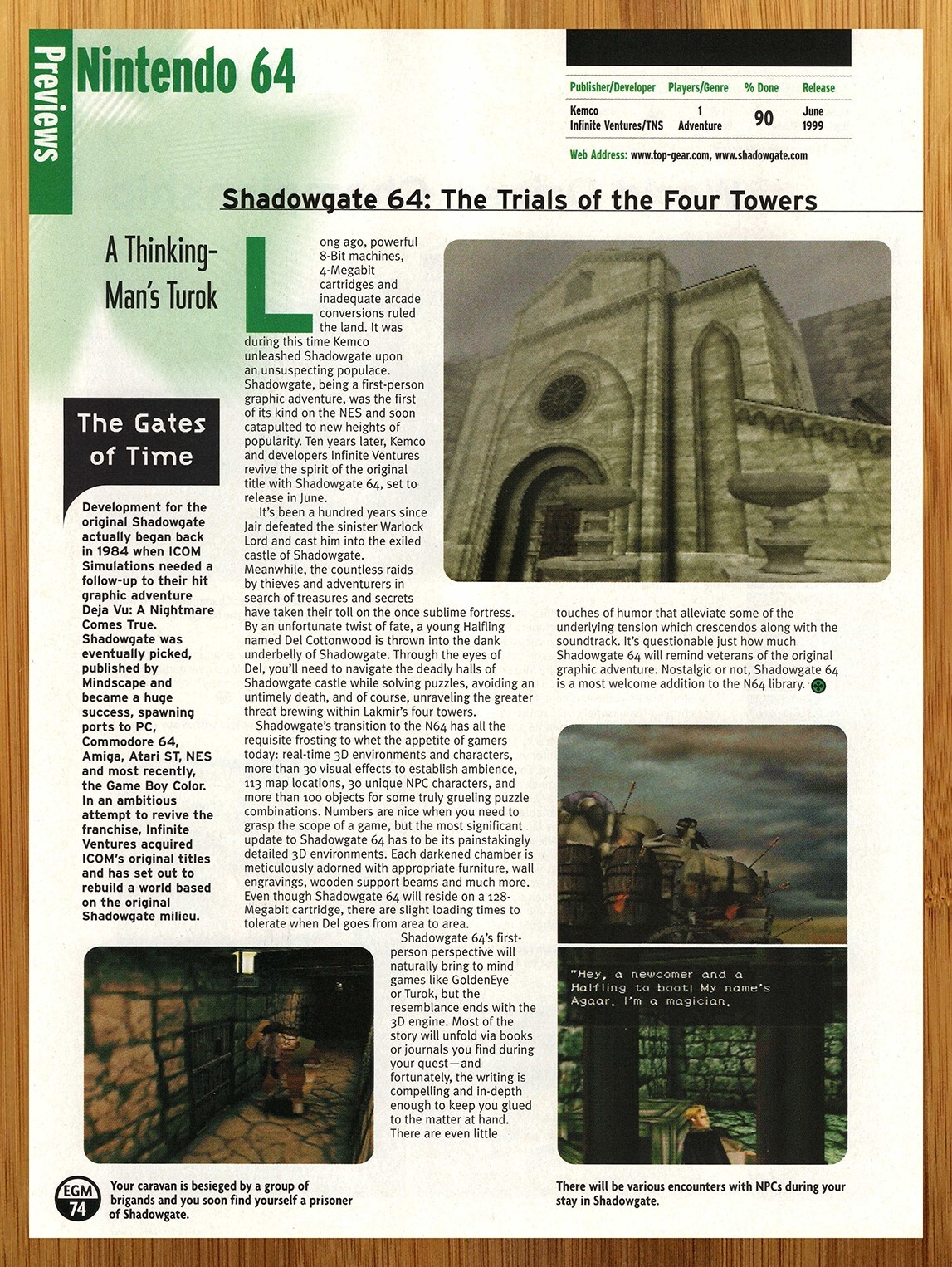 1999 Shadowgate 64 The Trials of the Four Towers N64 PREVIEW Print Ad/Poster Art
