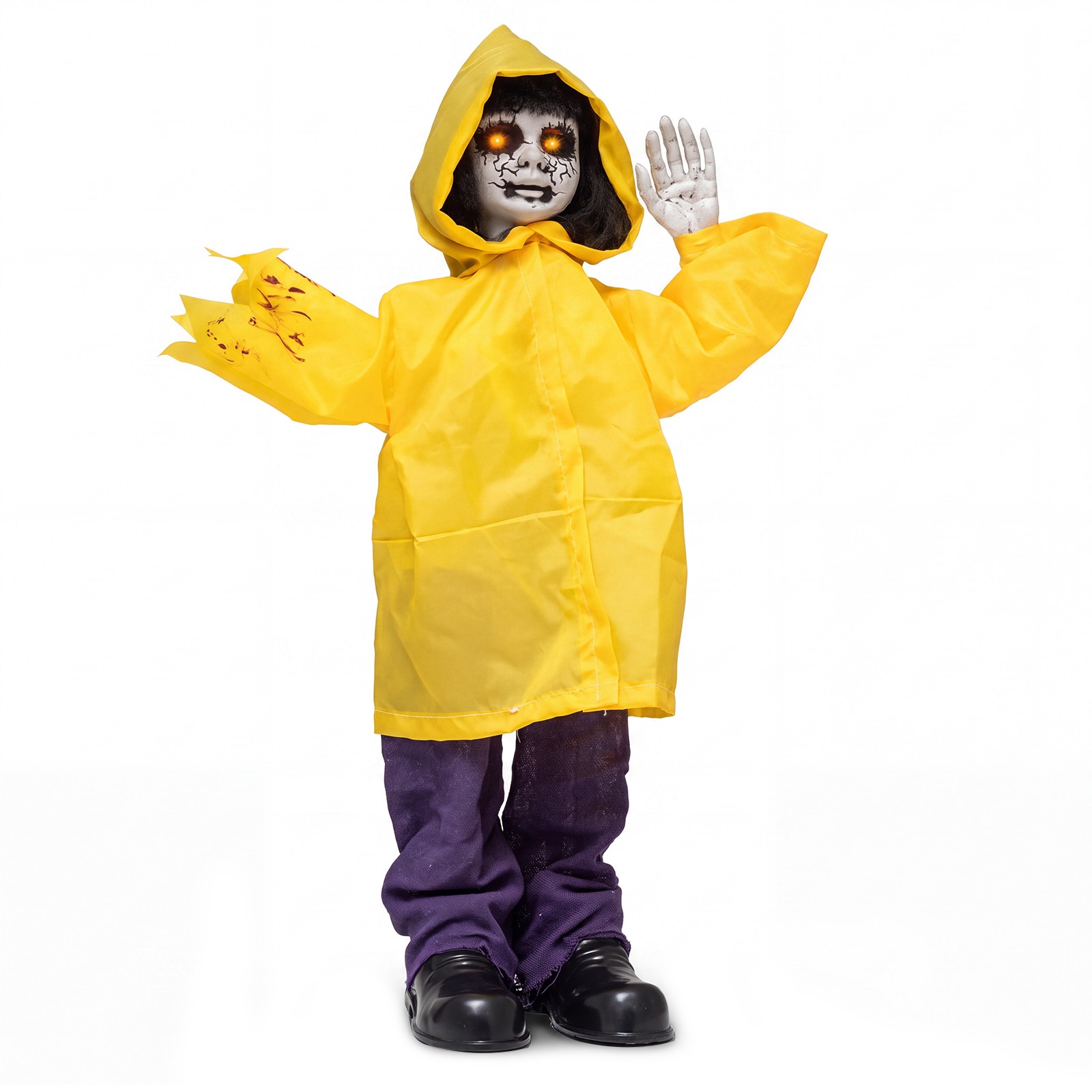 Animatronic Haunted Boy w/ Light Up Eyes & Creepy Sound,Decoration for Halloween