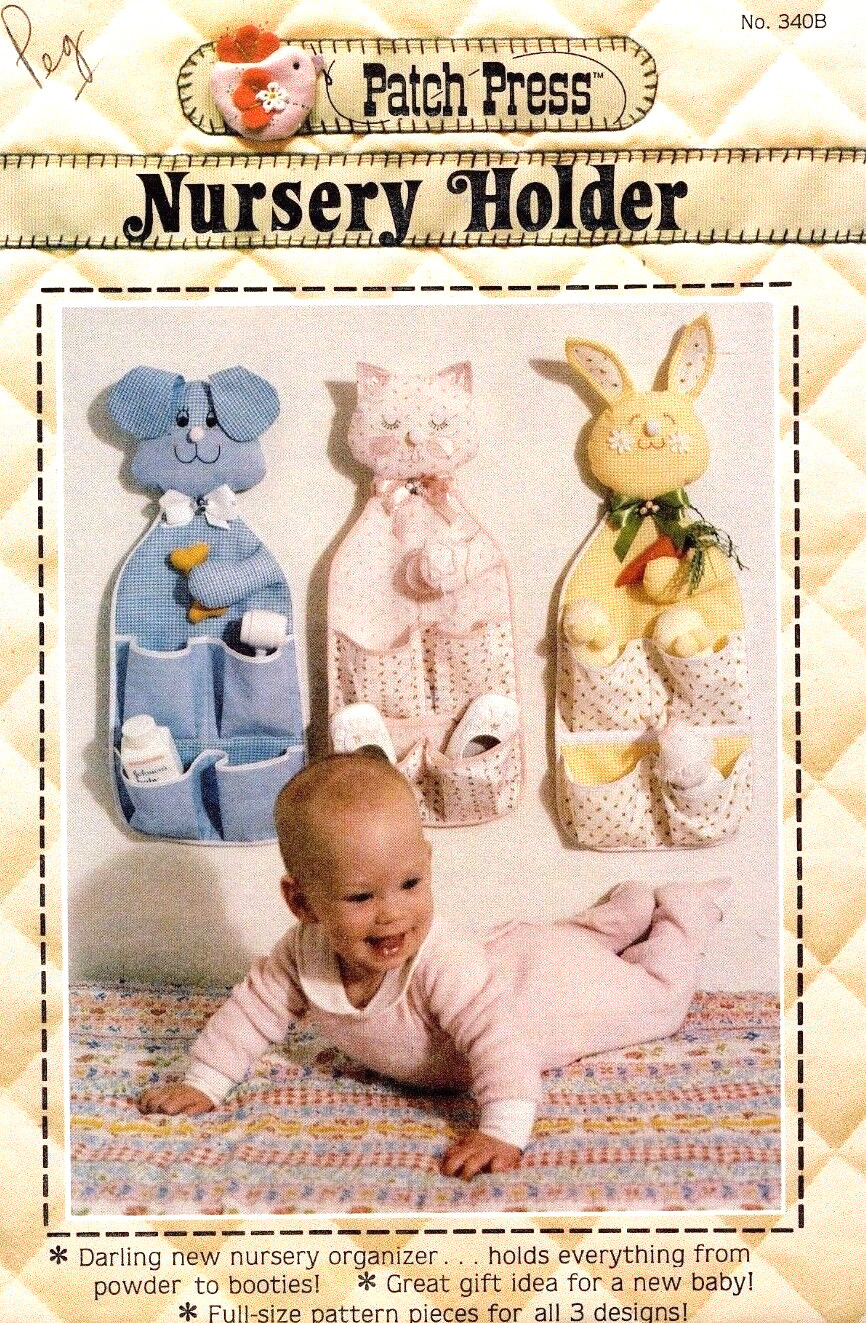 1980's Patch Press Dog,Cat,Bunny Nursery Holder Pattern 340B UNCUT