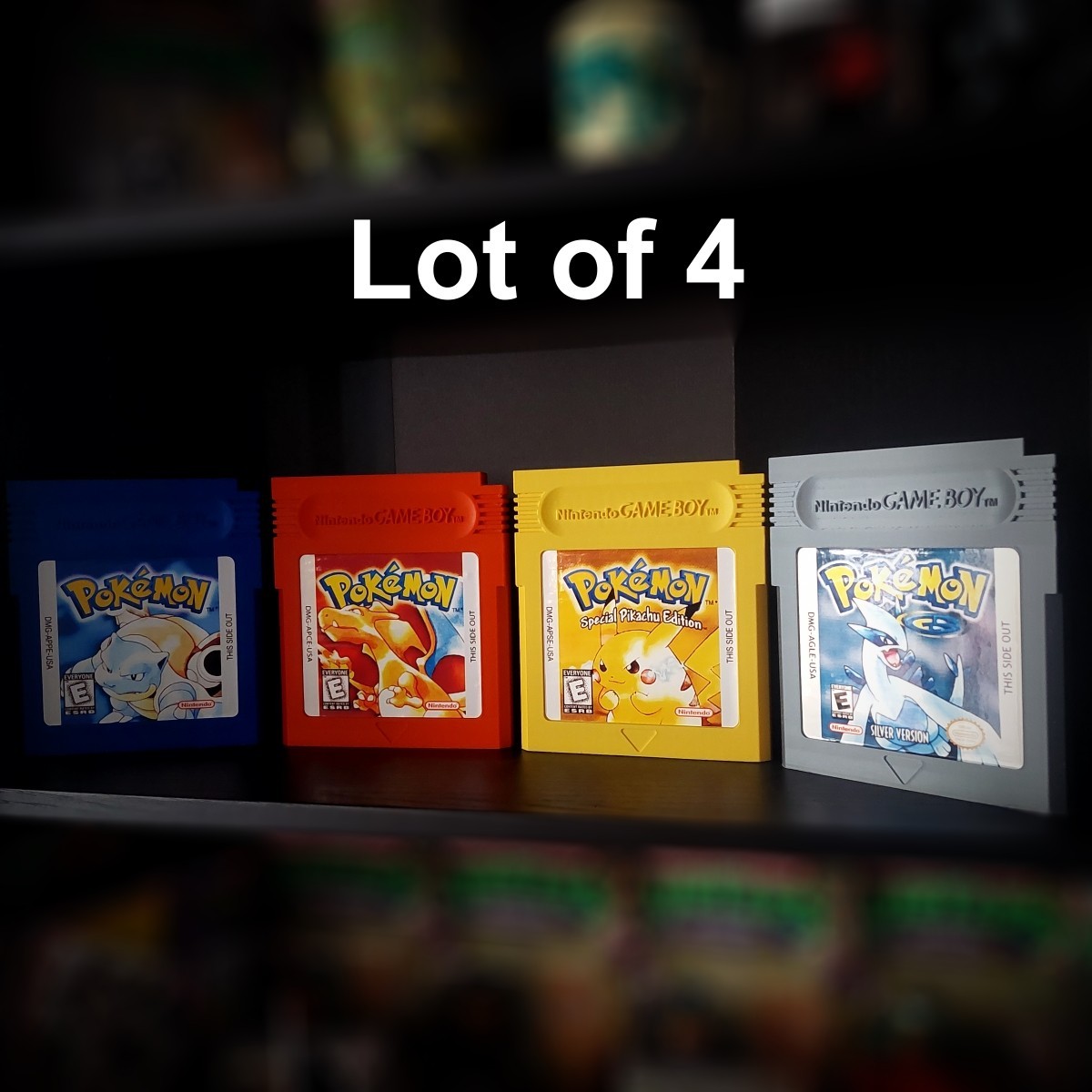 4 Large Pokémon Gameboy Cartridge Big Desk or Wall (Blue, Red, Yellow and Gray)