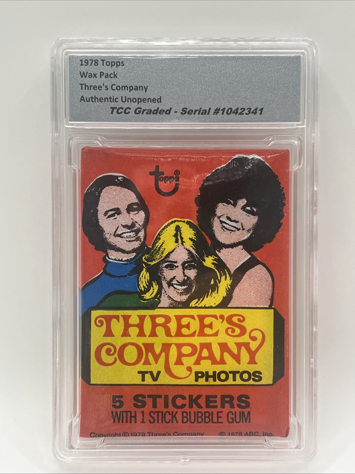 1978 Topps Three’s Company Wax Pack Authentic Unopened Encapsulated