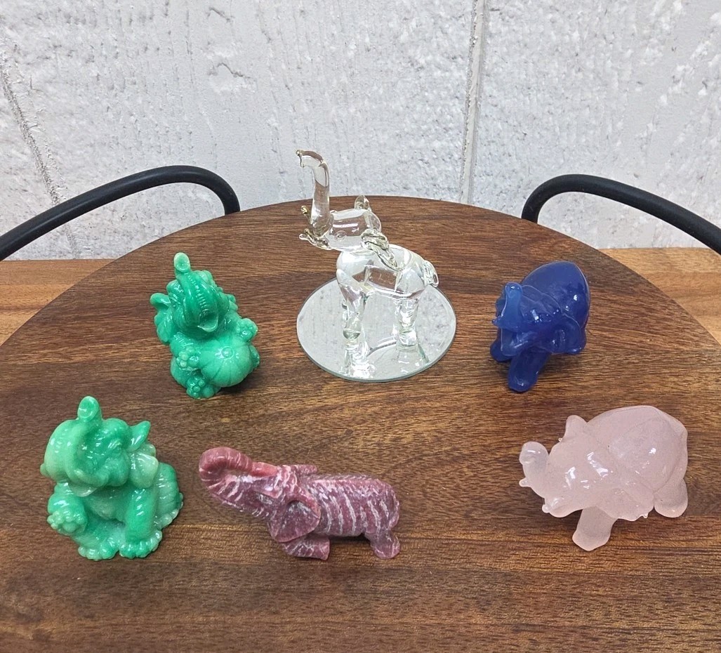 Vtg Lot Of 6 Miniature Elephants Various Types Of Materials 1.5-2\