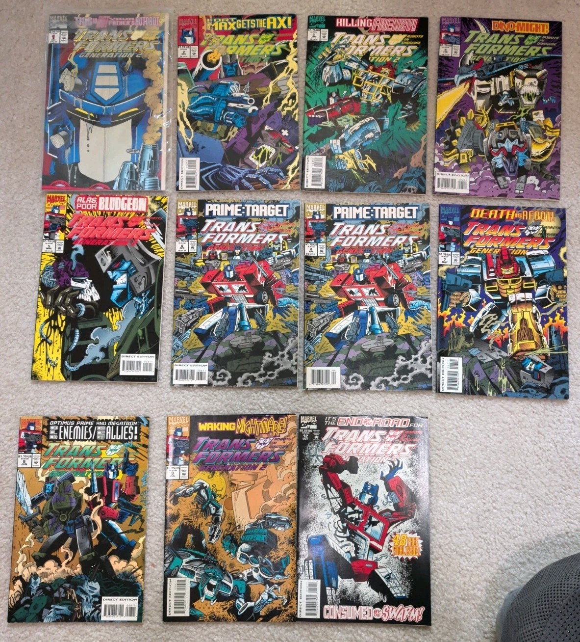 Marvel Comics Transformers Generation 2 1993 Series Issues 1-9 & 12 - Excellent