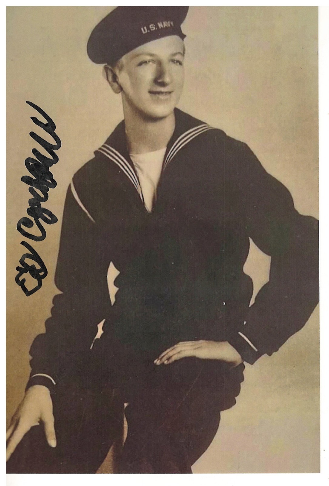 EDWARD CZECHOWSKI USS SAUFLEY DD 645 20 MM GUNNER PACIFIC RARE SIGNED PHOTO