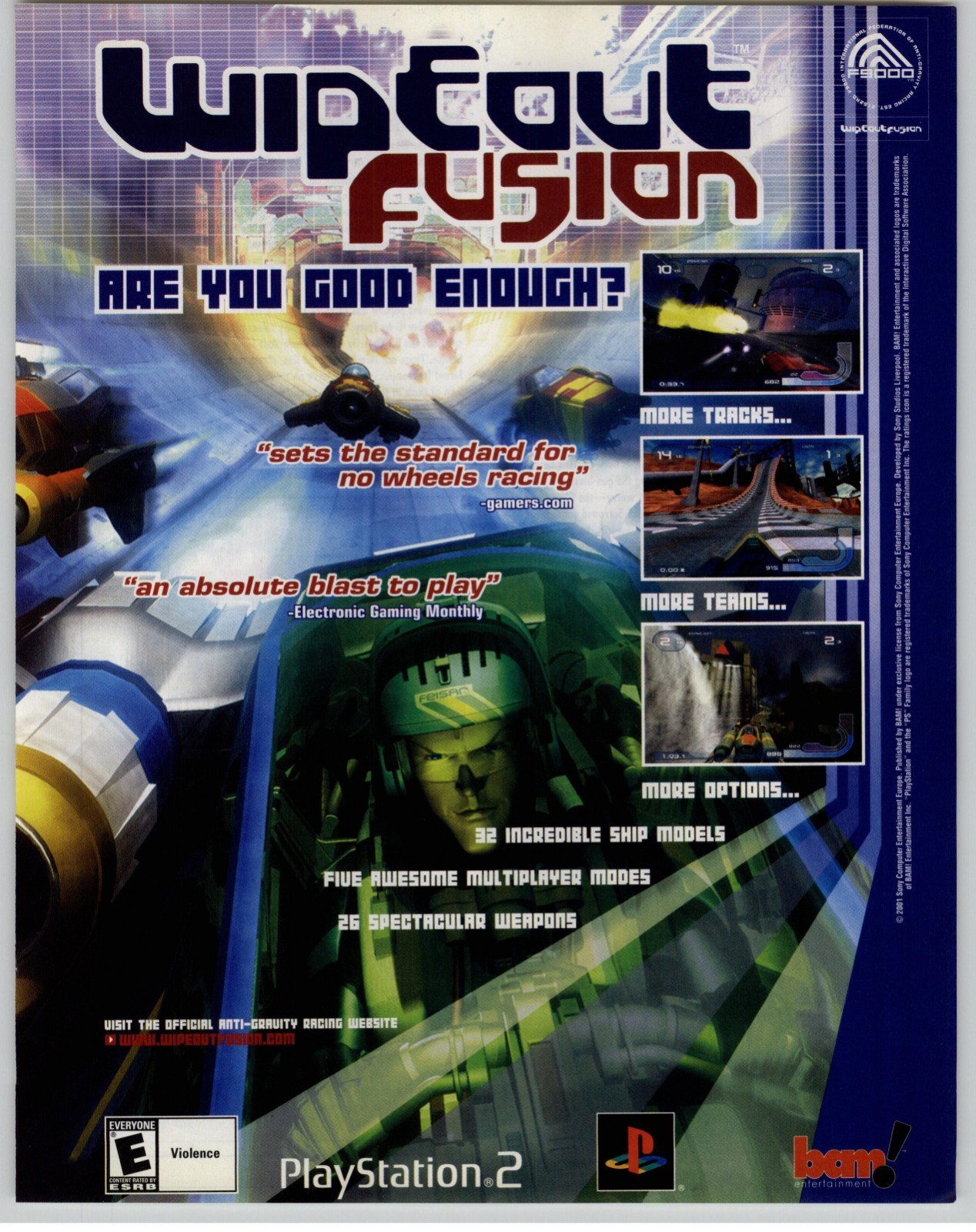 2002 Vintage Print Ad Wipeout Fusion PS2 Video Game Art Magazine Advertisement 