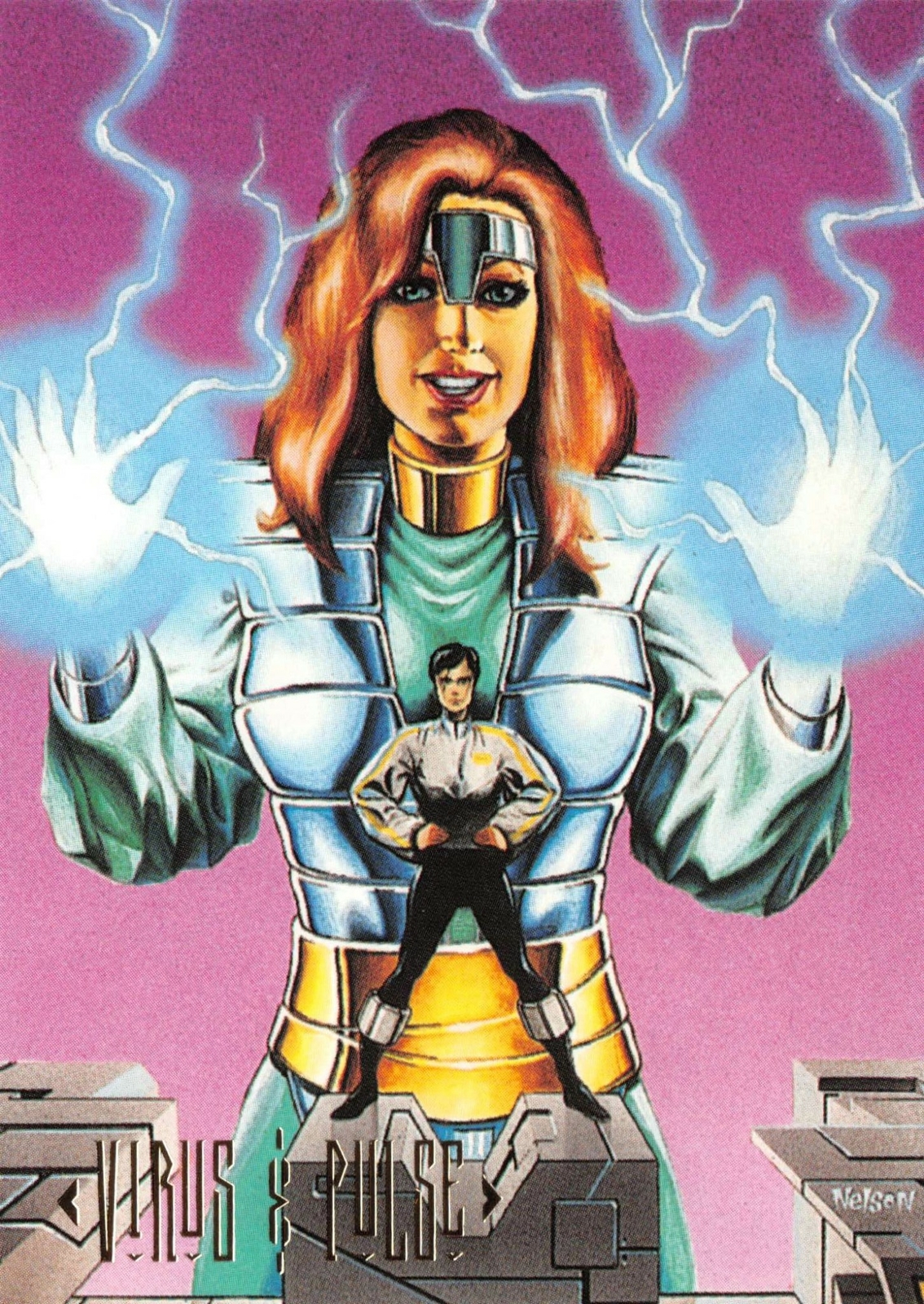 VIRUS & PULSE / DC Comics Master Series (1994) BASE Trading Card #16