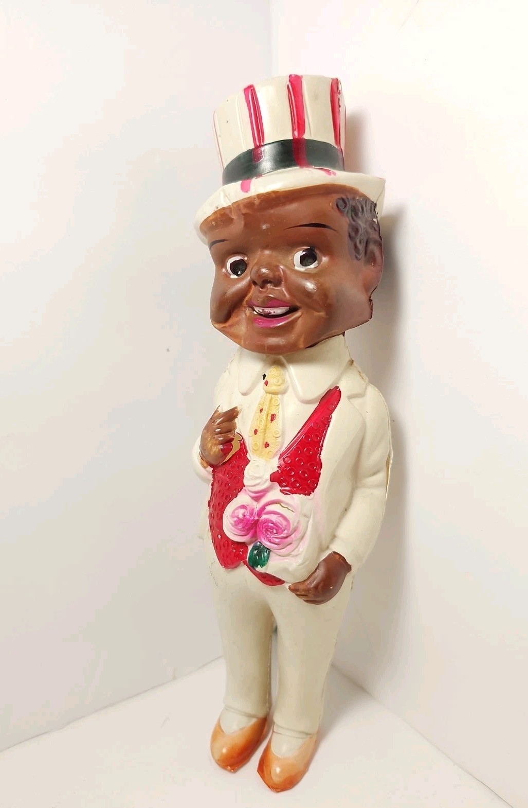 Vintage 1930s Japan Celluloid Young Man  Suit Flowers Ornament Hanging Decor 
