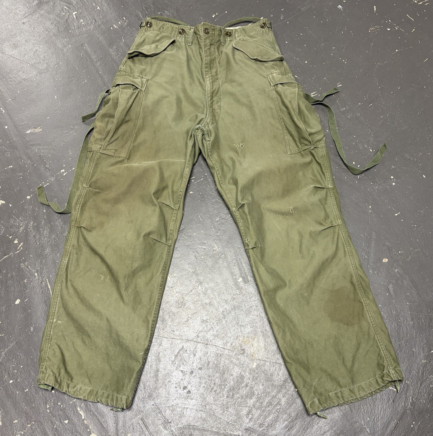 Vintage 1951 US Army Pants 34x31 Korean War WWII 40s 50s Thrashed Cargo Trousers