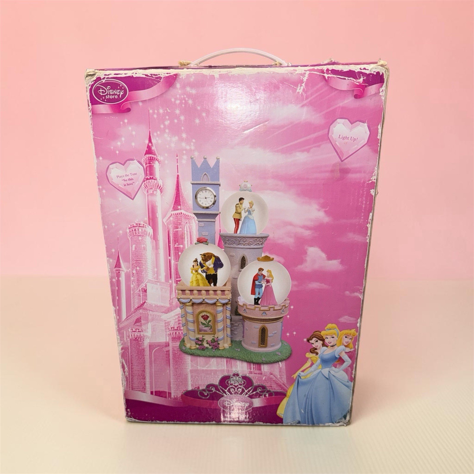 Disney Princess Clock Tower Castle Lighted Snow Globe OPEN BOX NEW