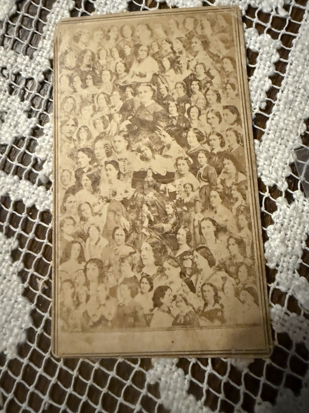 CDV mosaic of interesting faces of  Women in the 1870's  and names them all