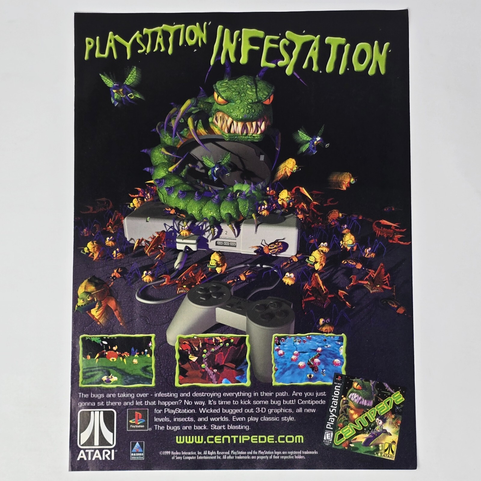 Centipede Sony PlayStation 1 PS1 Atari Infestation Print Ad/Poster Promo Art