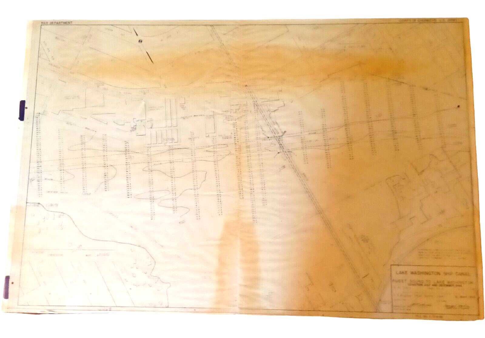 Large 1945 War Department Map Seattle Washington Ship Canal 27