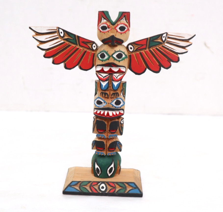Vintage Nancy Williams 6.5” Totem Pole Signed Northwest Coast Native American