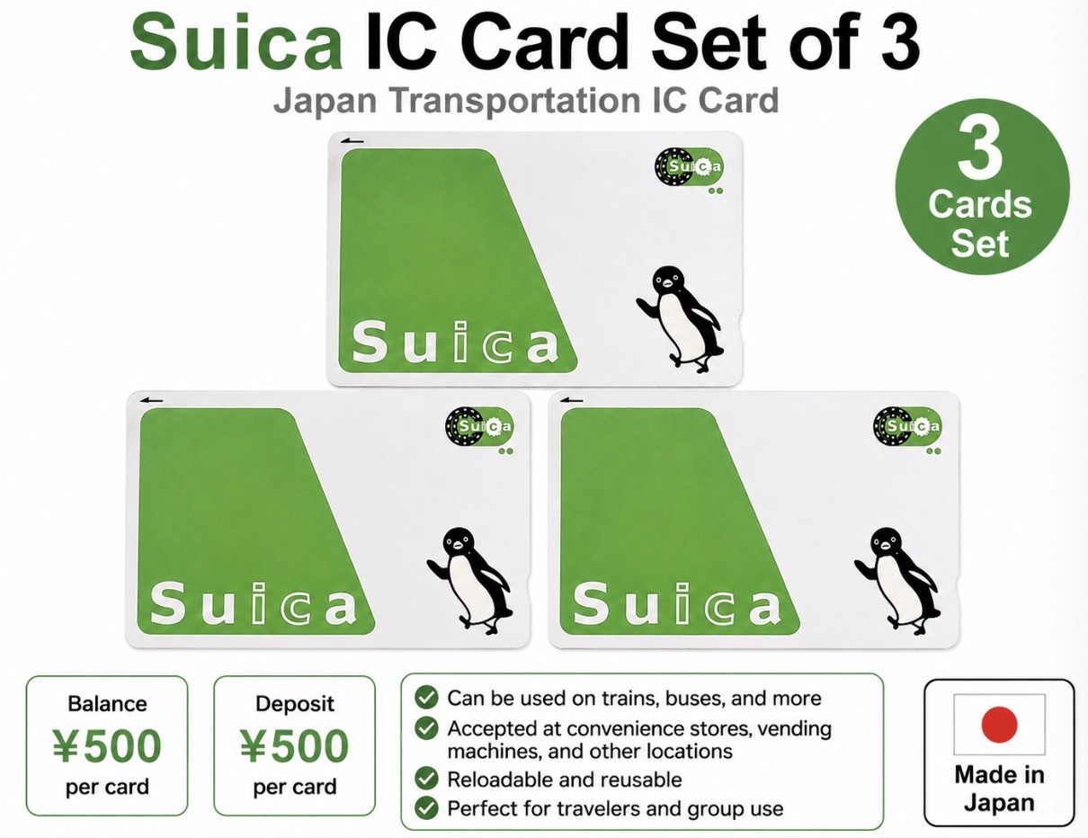 Suica Japan Transportation IC Card 500 Yen Charged 500 Yen Deposit Set of 3