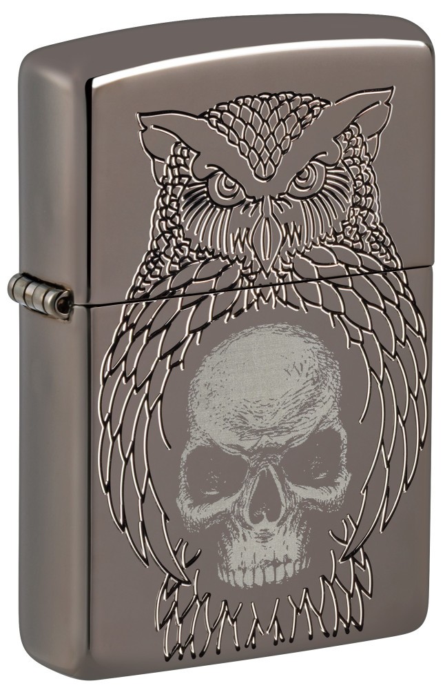Zippo Night Owl Design Armor® Black Ice® Windproof Pocket Lighter, 24095-121321